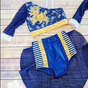 Little Londyn Blue and Gold Lyrical Dance Costume Set- Size 9/10